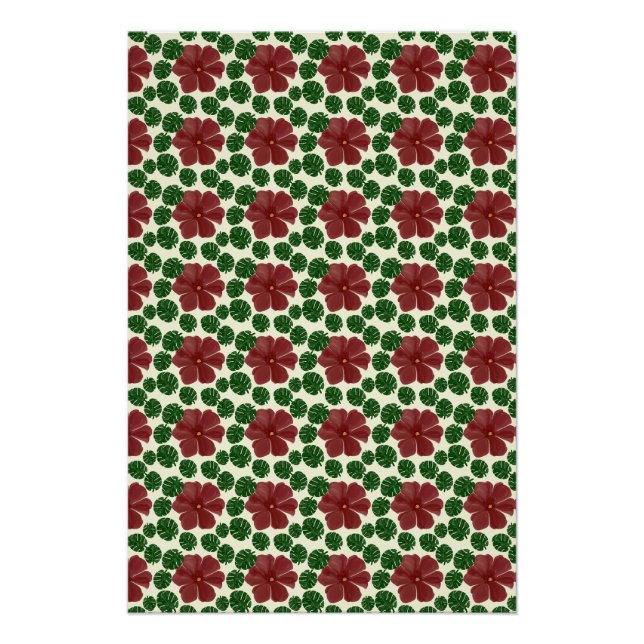 Bold Red Floral Seamless Pattern   Poster (Front)