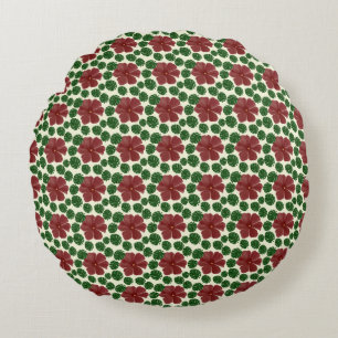 Bold Red Floral Seamless Pattern   Round Cushion