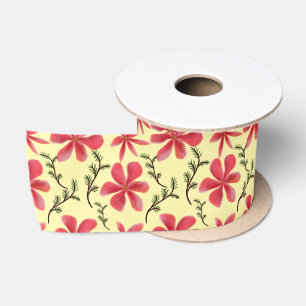 Bold Red Floral Seamless Pattern   Satin Ribbon