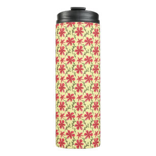 Bold Red Floral Seamless Pattern Thermal Tumbler