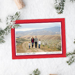Bold Red Frame Preppy Flat Photo Holiday Card