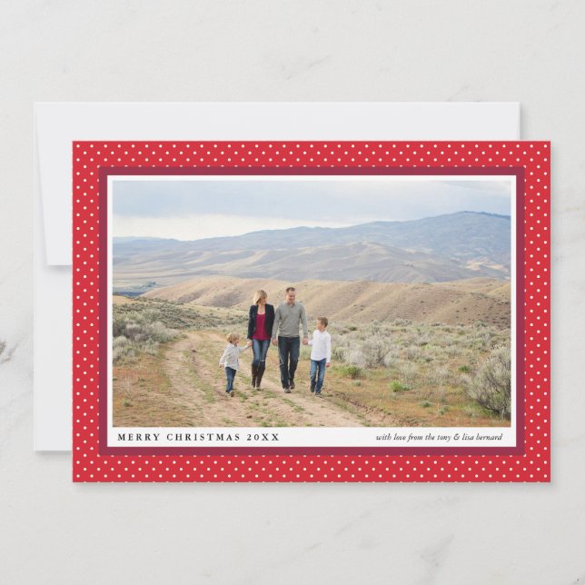Bold Red Frame Preppy Flat Photo Holiday Card (Front)