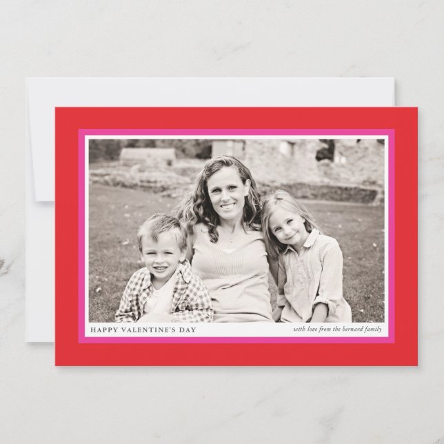 Bold Red Frame Valentine's Day Flat Photo Card (Front)