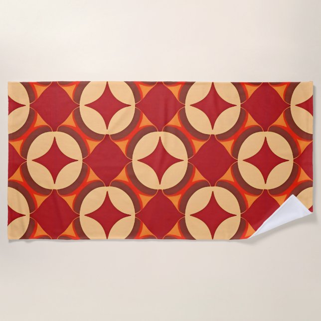 🔴 Bold Red Geometric Abstract Vibes 🌊 Beach Towel (Front)