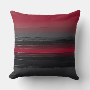 bold Red grey black brushstroke stripes Cushion