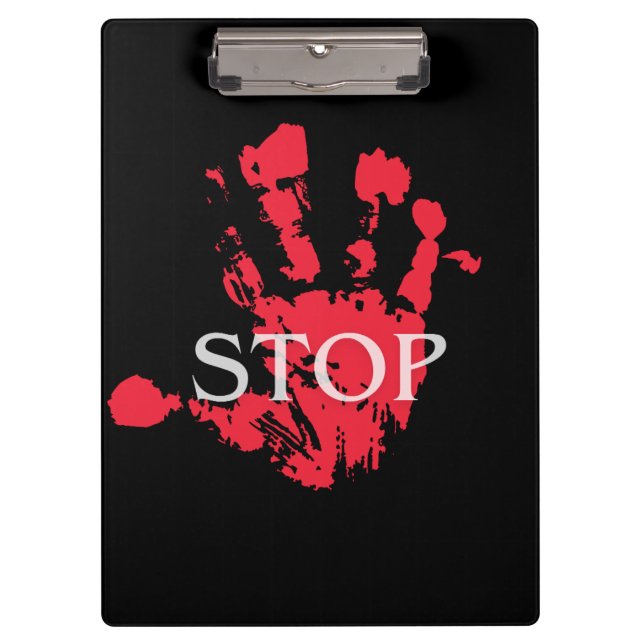 Bold Red Handprint "STOP" Warning Symbol – Activis Clipboard (Front)