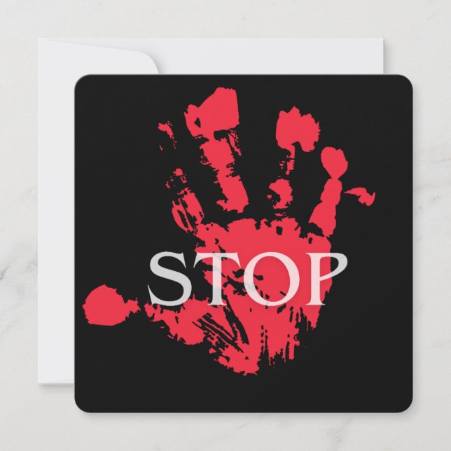 Bold Red Handprint "STOP" Warning Symbol – Activis Invitation (Front)