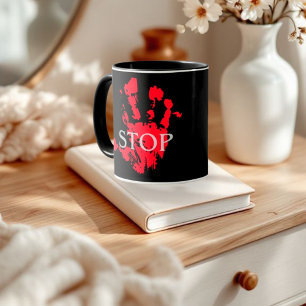 Bold Red Handprint "STOP" Warning Symbol – Activis Mug
