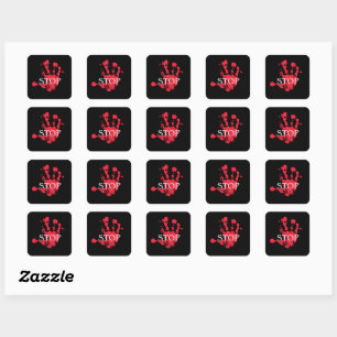 Bold Red Handprint "STOP" Warning Symbol – Activis Square Sticker