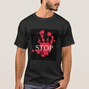 Bold Red Handprint "STOP" Warning Symbol – Activis T-Shirt