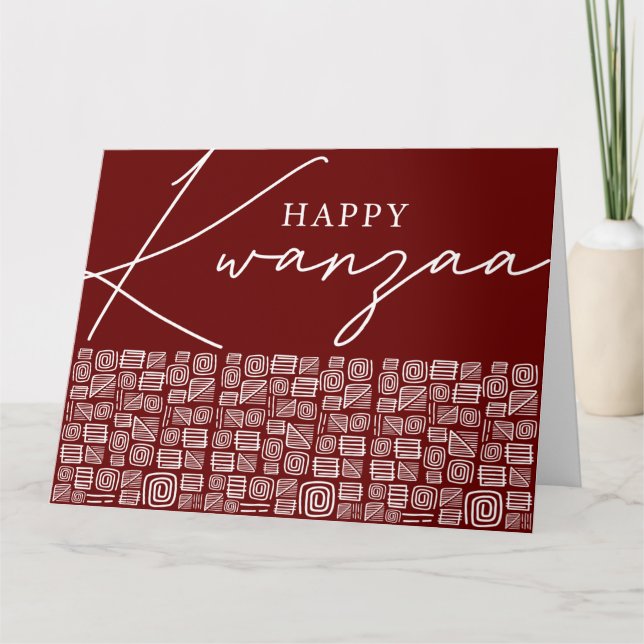 Bold Red Happy Kwanzaa Single Photo Holiday Card (Front)