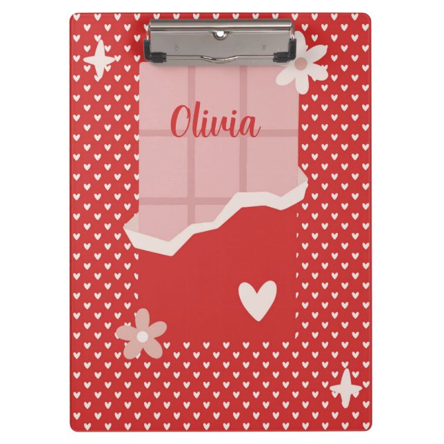 Bold Red Heart Love Design – Perfect for Custom Gi Clipboard (Front)