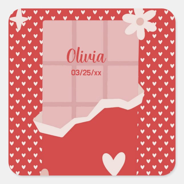 Bold Red Heart Love Design – Perfect for Custom Gi Square Sticker (Front)