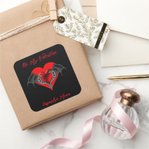 Bold Red Heart Valentine's Personalised  Square Sticker