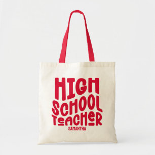 Bold Red High School Teacher Tote Bag