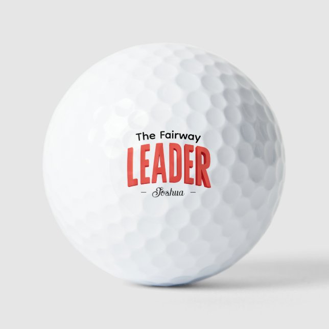 Bold Red LEADER Text Graphic  Golf Balls (Front)