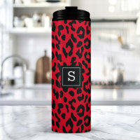 Bold Red Leopard Animal Print Monogram