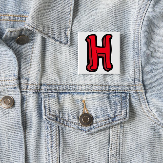 Bold Red Letter H Fun Alphabet 15 Cm Square Badge (Creator Uploaded)