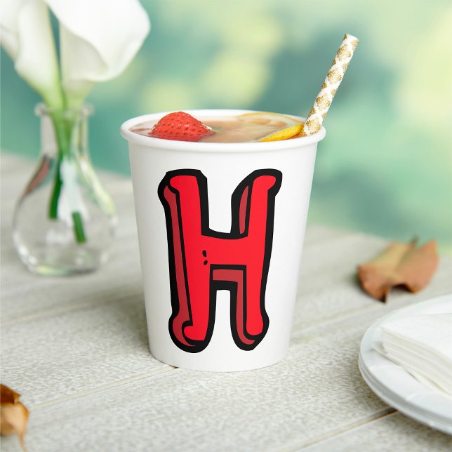 Bold Red Letter H Fun Alphabet Paper Cups (Creator Uploaded)
