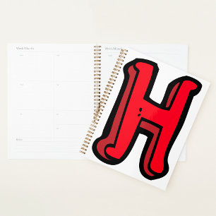 Bold Red Letter H Fun Alphabet Planner