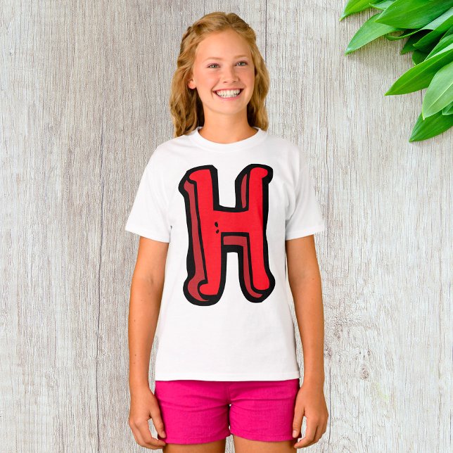 Bold Red Letter H Fun Alphabet T-Shirt (Creator Uploaded)