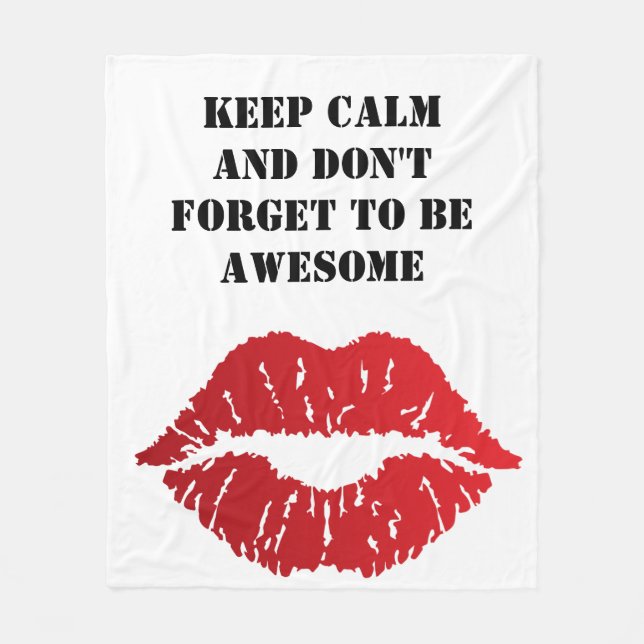 Bold Red Lips Aesthetic Fleece Blanket (Front)