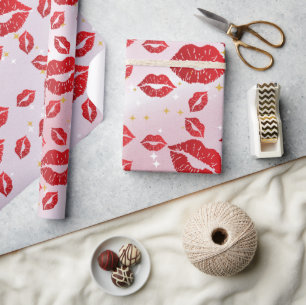 Bold Red Lips Aesthetic Wrapping Paper