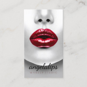 Bold Red Lips Permanent Makeup Artist Business Card
