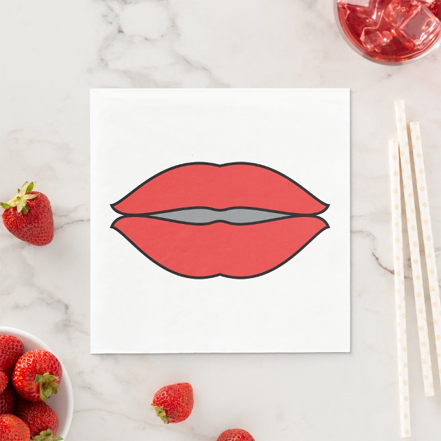 Bold Red Lips Pop Art Napkin (Creator Uploaded)