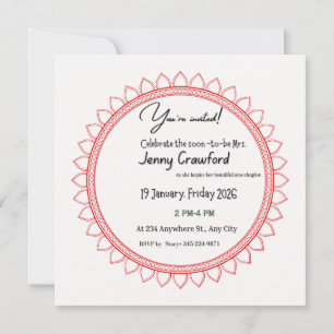 Bold Red Mandala Bridal Shower Invitation Elegan