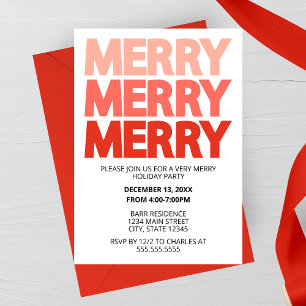 Bold Red Merry Holiday Party Invitation