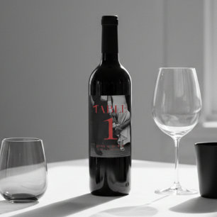 Bold Red Modern Black and White Photo Wedding Wine Label