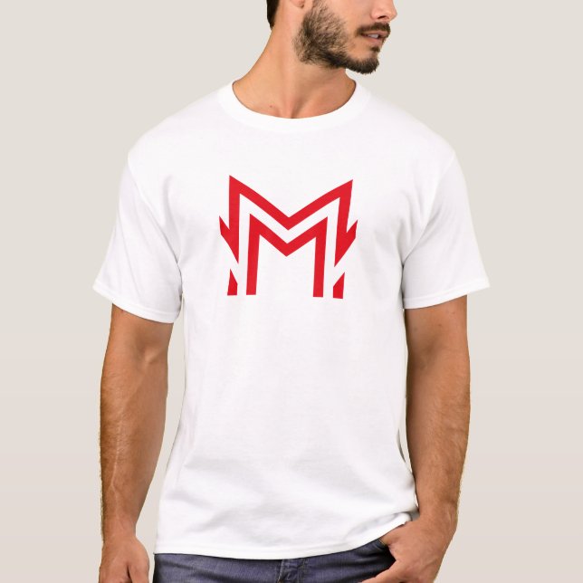 Bold Red Monogram M Sharp Geometric T-Shirt (Front)
