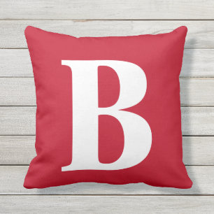 Bold Red Monogram Outdoor Pillow