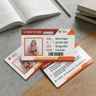 Bold Red Orange Geometric School ID Back to School Badge