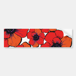 Bold Red Orange Poppies Bumper Sticker