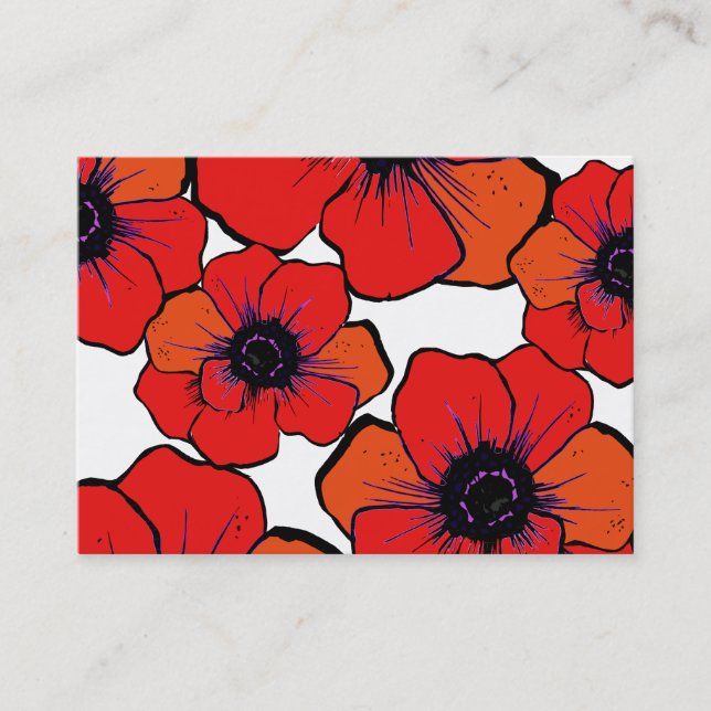 Bold Red Orange Poppies Business Card (Front)