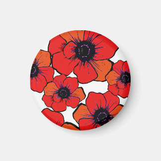 Bold Red Orange Poppies Magnet