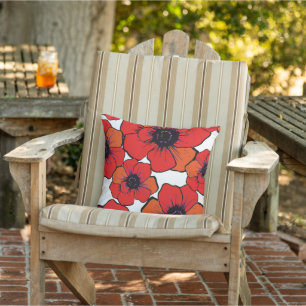 Bold Red Orange Poppies Outdoor Cushion