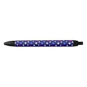 Bold Red, Patriotic Blue, and White Stars  Blue Ink Pen
