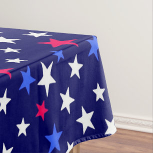 Bold Red, Patriotic Blue, and White Stars Tablecloth