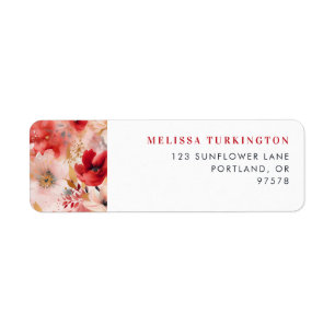 Bold Red & Pink Abstract Wedding Return Address Return Address Label