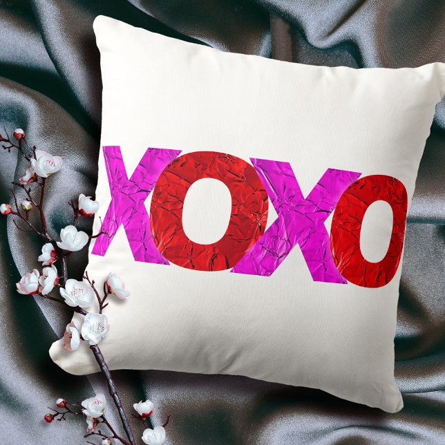Bold Red Pink XOXO Graphic Valentine’s Day Modern Cushion (Creator Uploaded)