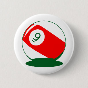 Bold Red Pool Ball Buttons–Classic Billiard Patces 6 Cm Round Badge
