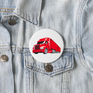 Bold Red Semi-Truck Big Rig Trucker  7.5 Cm Round Badge