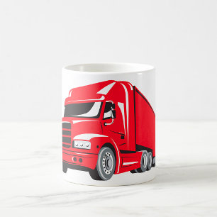 Bold Red Semi-Truck Big Rig Trucker  Coffee Mug