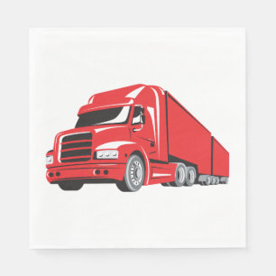 Bold Red Semi-Truck Big Rig Trucker Napkin