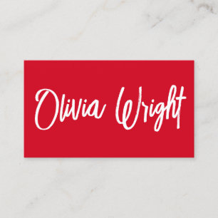 Bold Red Signature Script Typography  Business Card