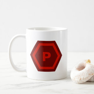 Bold Red Single Letter Monogram in Hexagons Coffee Mug