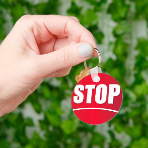 Bold Red Stop Sign Key Ring